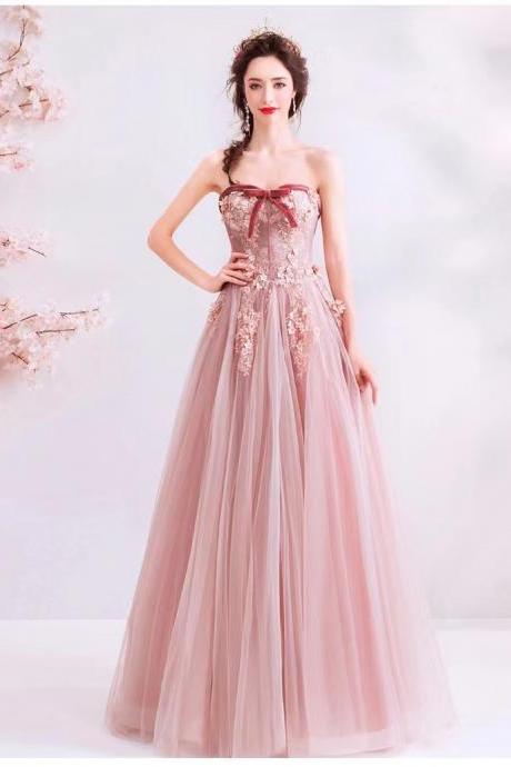 Temperament Famous Dress, Pink Prom Dress, Cute Sweet Evening Dress,mcustom Made