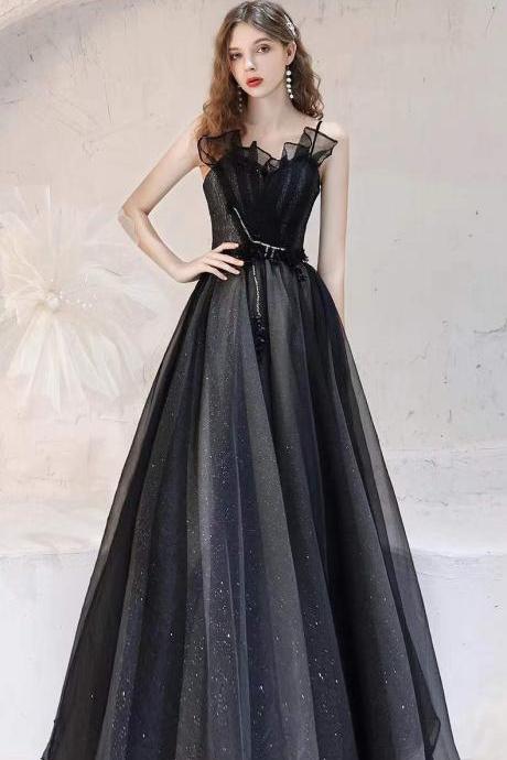 Black Formal Dress, Simple , Generous Party Dress, Temperament Socialite Strap Prom Dress,custom Made