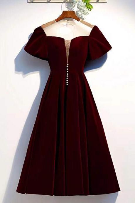 Red dress, velvet temperament dress,formal evening dress,custom made