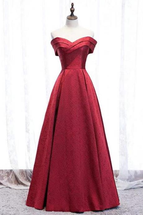 Long Red Evening Dress, Off Shoulder Party Dress,custom Made