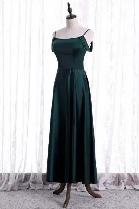 Green dress, light luxury satin dress, temperament party dress,custom made