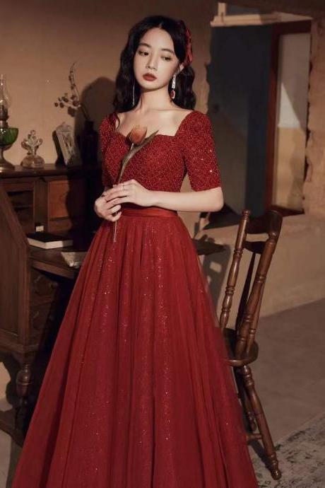 New, red evening dress, charming prom dress,custom made