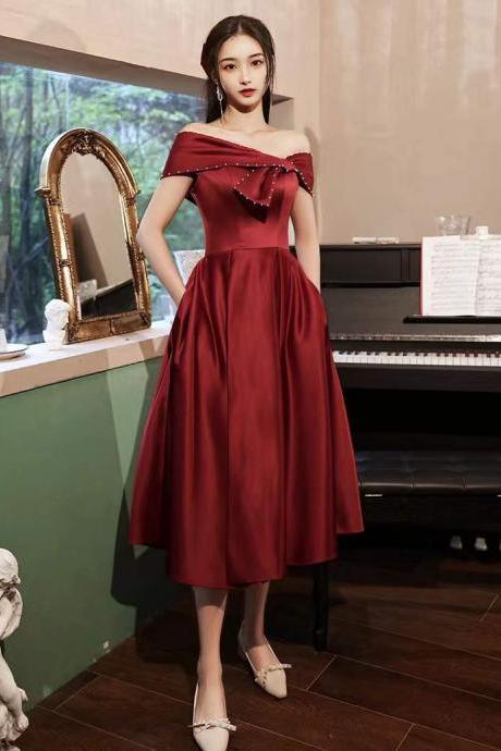 Cute prom dress,off shoulder evening dress, red party dress,custom made