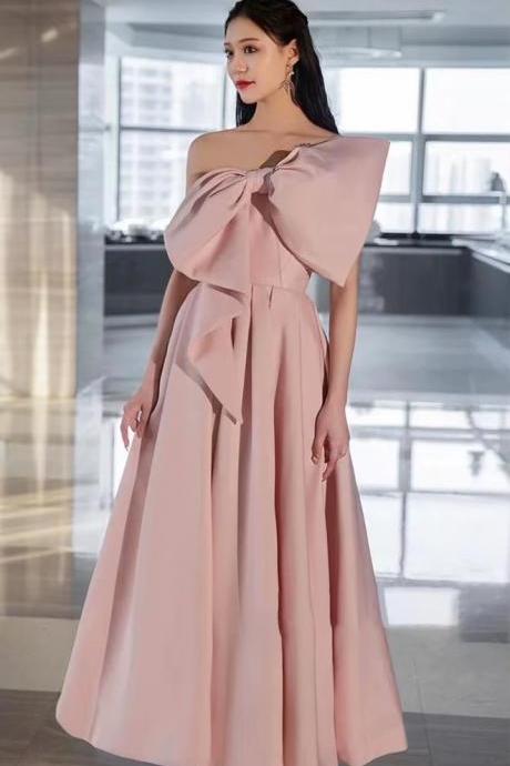 Socialite Evening Dress, One-shoulder Prom Dress, Cute Bow Party Dress,custom Made