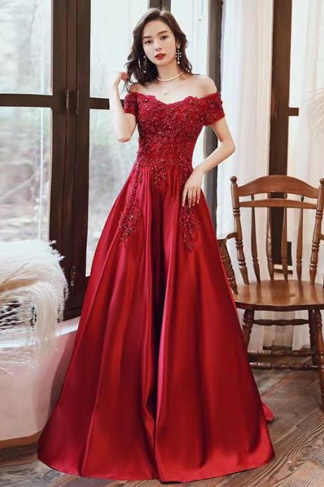 Red Satin Prom Dress - Luulla