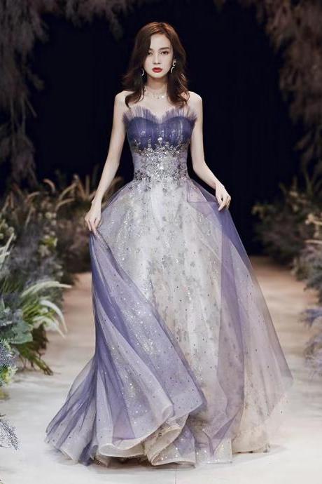 Strapless Prom Dress, Socialite, Fairy Purple Party Dress,custom Made