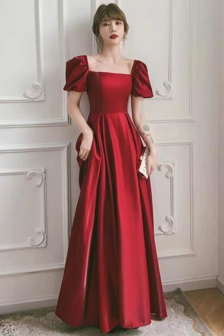 Escape Princess Dress, Satin Square Collar Party Dress,red Evening Dress,custom Made