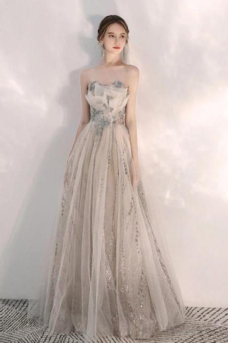 Strapless Bridesmaid Dress, Elegant Prom Gown, Slim Evening Dress,custom Made