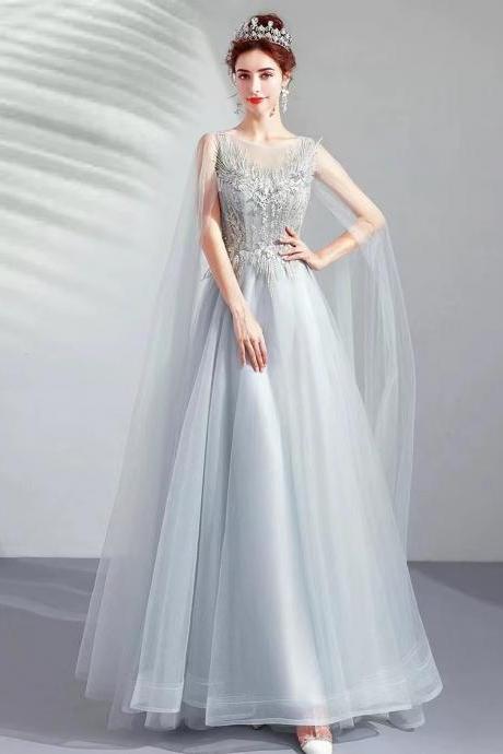 Gray Long-sleeve Birthday Dress, Elegant Formal Dress,custom Made