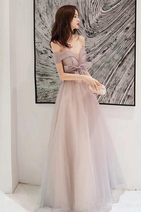 Pink prom dress, sweet evening dress, off shouder party dress,custom made
