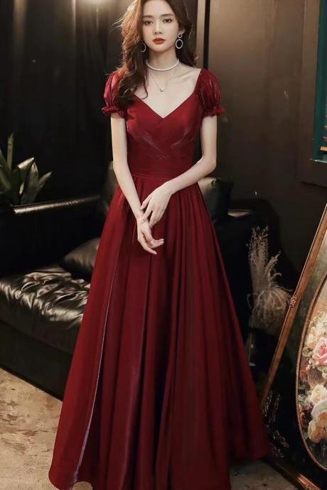 Red Evening Dress ,elegant Formal Dress,v-neck Prom Dress,custom Made