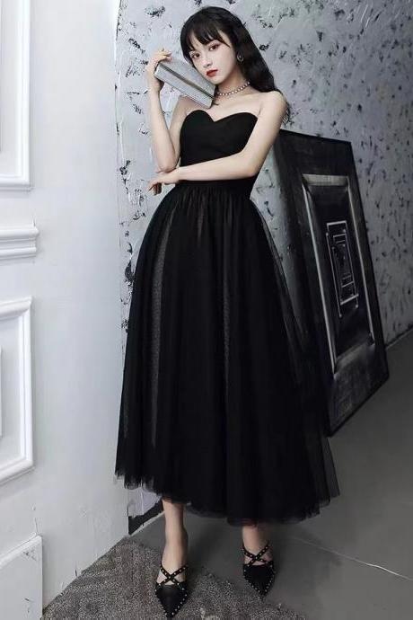 Little black dress, strapless prom dress, sexy graduation dress,custom made