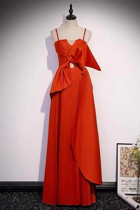 Spaghetti Strap Evening Dress, Long Cute Party Dress, Sexy Orange Prom Dress,custom Made