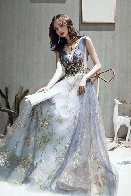 Heavy Sequins Evening Dress, Long Elegant Dress, Sleeveless Evening Dress,,custom Made