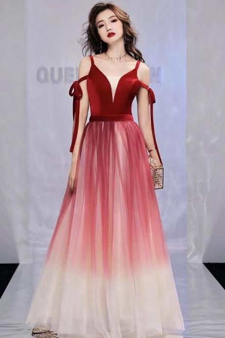 Elegant Navy/red Dress, Stylish Prom Dress, Gradient Party Dress,custom Made