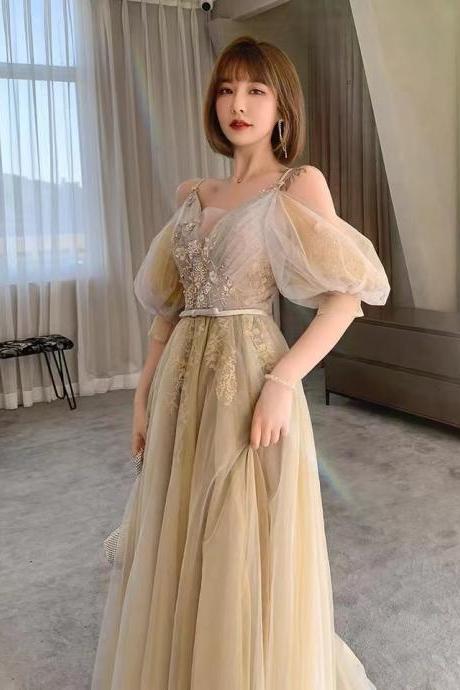 New, gold bridesmaid dress, sorority party dress , fairy prom dress,custom made