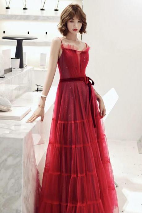 Cute Prom Dress,red Party Dress, Spaghetti Strap Prom Dress,custom Made