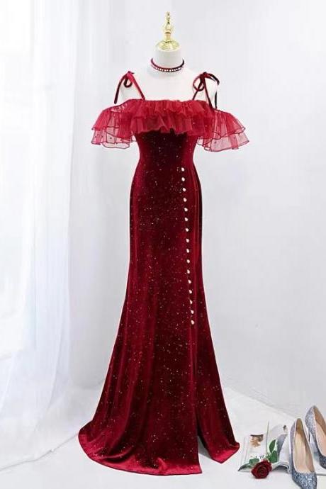 Chic Prom Dress,red Party Dress, Spaghetti Strap Prom Dress,custom Made