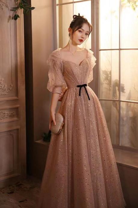 Spring, Elegant Prom Dress, Light Pink Star Party Dress,custom Made