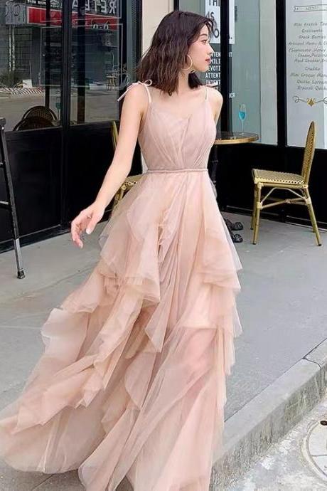 Pink Irregular Dress,cute Party Dress, Sexy Spaghetti Strap Prom Gowns,custom Made
