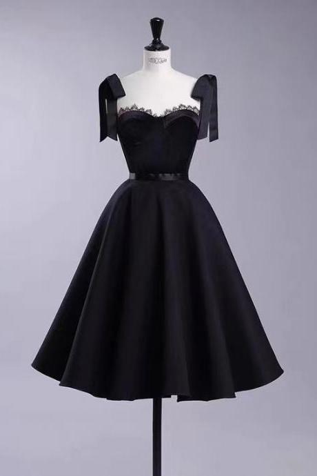 Chic Party Dress,little Black Dress,spaghetti Strap Homecoming Dress,custom Made