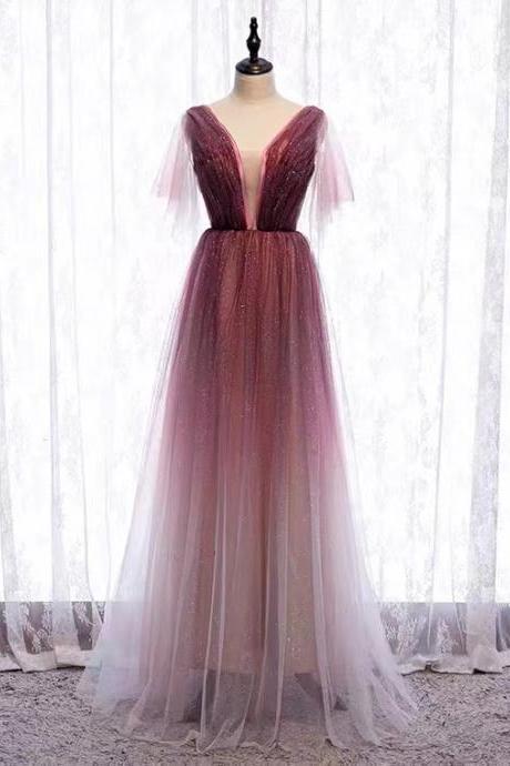 Red Prom Dress,sexy Party Dress, Gradient Evening Dress,custom Made