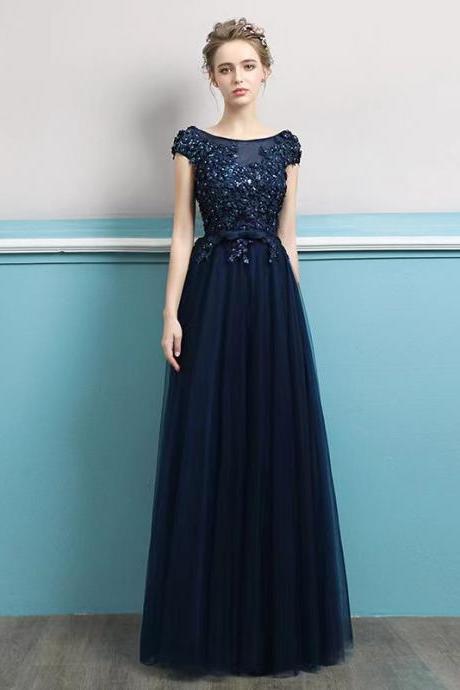 Cap Sleeve Evening Dress, Elegnt Prom Dress,formal Dress,custom Made