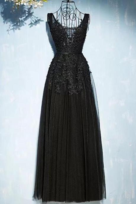 V-neck Evening Dress,sexy Party Dress,black Prom Dress,custom Made