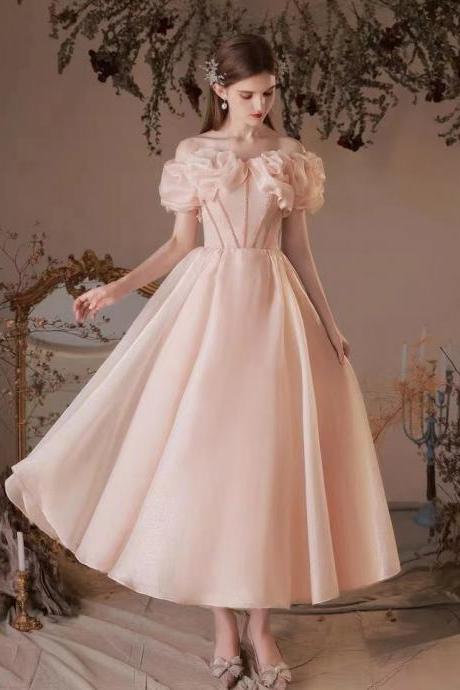 Pink evening dress,sweet party dress,off shoulder prom dress,homecoming dress,,custom made