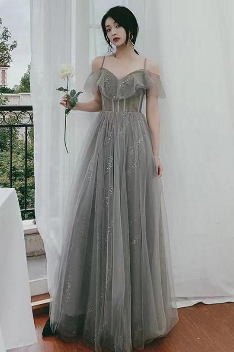 Grey bridesmaid dress, spring, fairy long sisterhood dress, wedding evening dress,custom made
