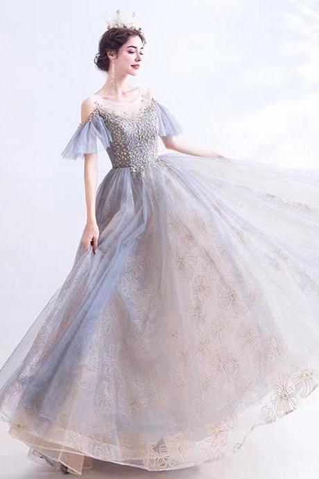 Fairy Gold Lace Dresses, Off Shoulder Evening Dresses,custom Made