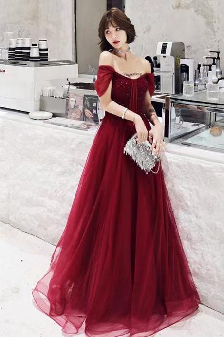 Heavy handmade beaded dress, red prom dress, modern temperament evening dress,custom made