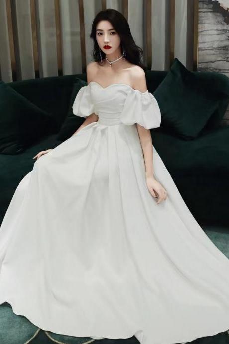White dress, temperament evening dress, off shoulder party dress,custom made