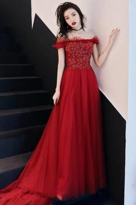 Off-shoulder Prom Dress, Summer, Long Red Dress, Glamorous Evening Dress,custom Made