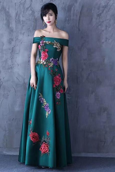 Dark green party dress,formal prom dress,satin evening dress ,custom made