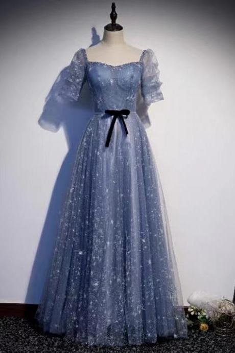 Starry evening dress,off shoulder dream prom dress, long elegant dress ,custom made