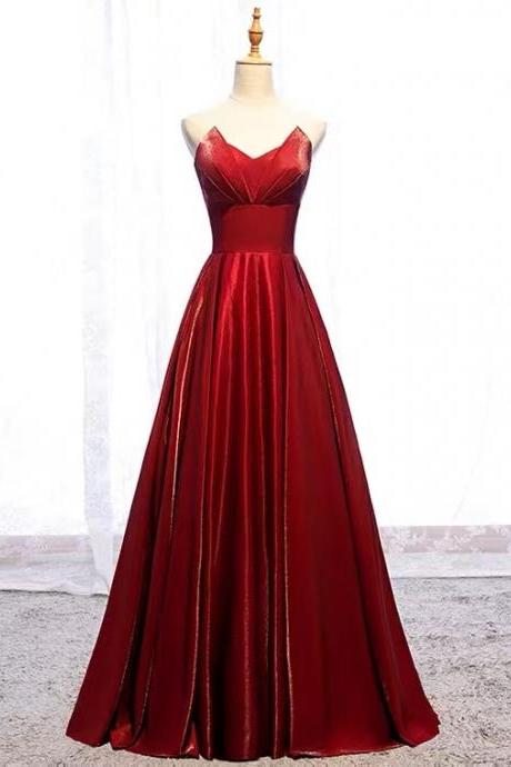 Strapless evening dress,red prom dress,,custom made