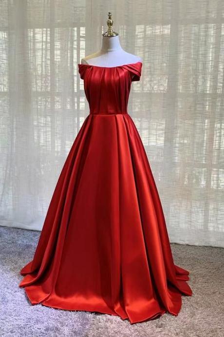 Red Evening Dress, Off Shoulder Prom Dress, Elegant Party Dress,custom Made