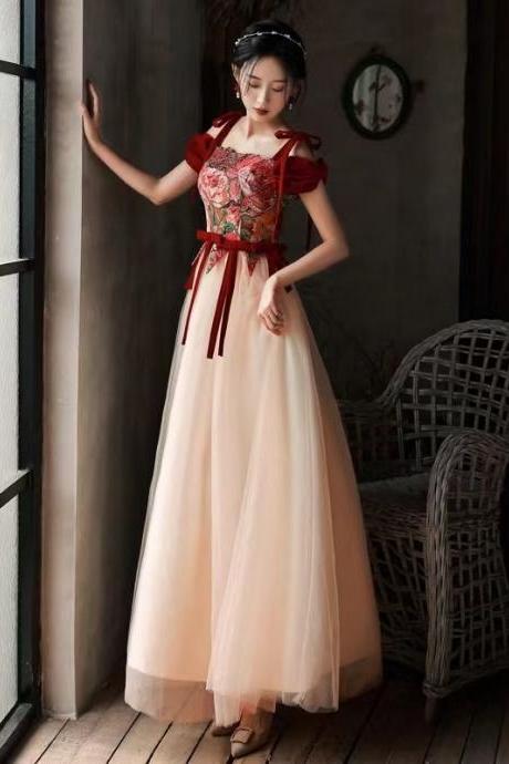 Red Temperament Party Dress, Spaghetti Strap Princess Prom Dress,custom Made