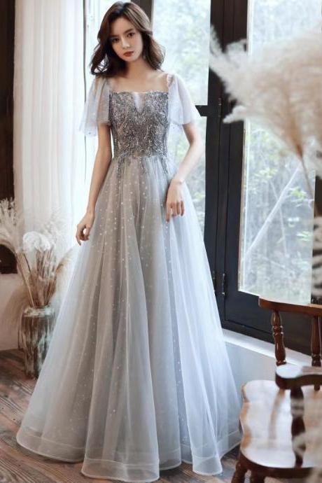 Off Shoulder Fairy Prom Dress, Gray Party Dress,custom Made