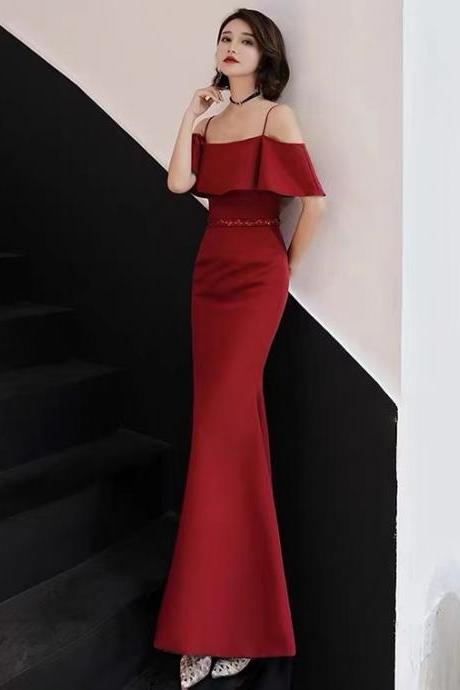 Spaghetti Strap Prom Dress, Sexy Evening Dress,red Mermaid Dress,custom Made