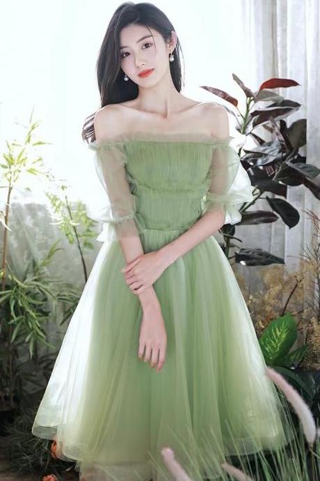 Fresh Birthday Dress, Green Daily Dress, Off Shoulder Homecoming Dress,custom Made