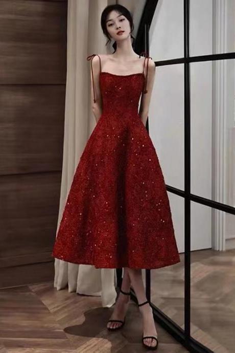 Red Midi Dress,sexy Party Dress,spaghetti Strap Homecoming Dress,custom Made