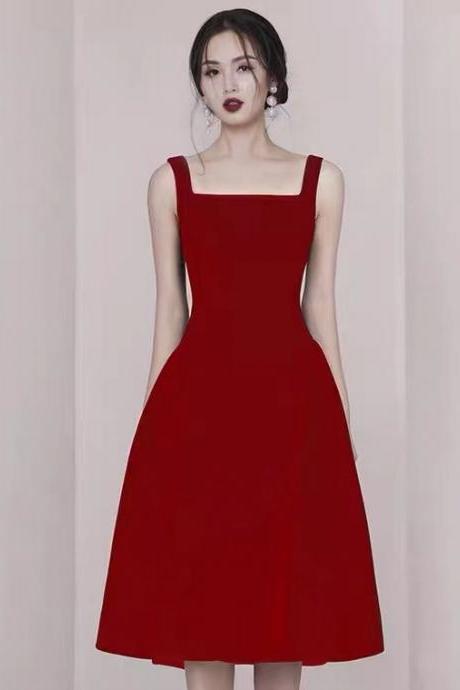 Red Evening Dress,u-neck Party Dress,,sexy Homecoming Dress,custom Made