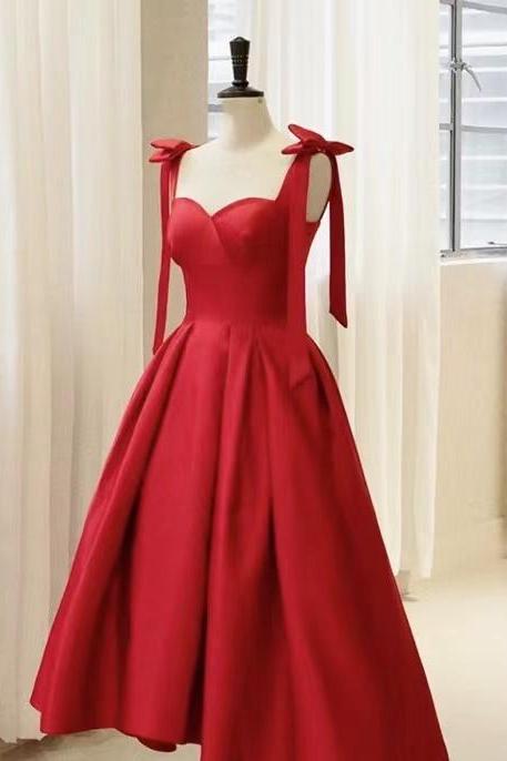 Red evening dress,cute birthday dress,spaghetti strap party dress,homecoming dress,custom made