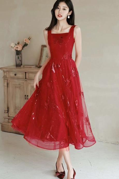 Red daliy dress,cute birthday dress,spaghetti strap party dress,homecoming dress,custom made