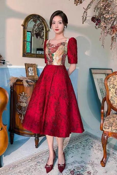 Red Daliy Dress,vintage Birthday Dress,sweet Party Dress ,vintage Homecoming Dress,custom Made