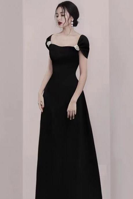 Black Evening Dress,elegant Birthday Dress,,custom Made