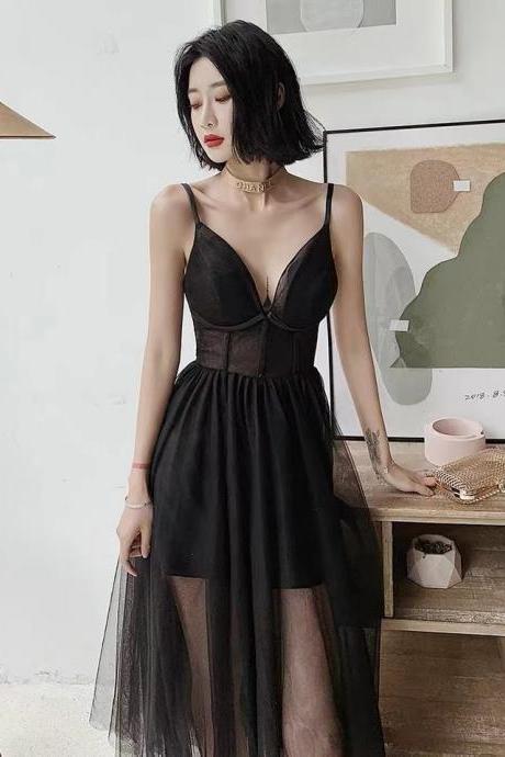 Black Graduation Dress, Spaghetti Strap Party Dress,sexy Homecoming Dress,custom Made