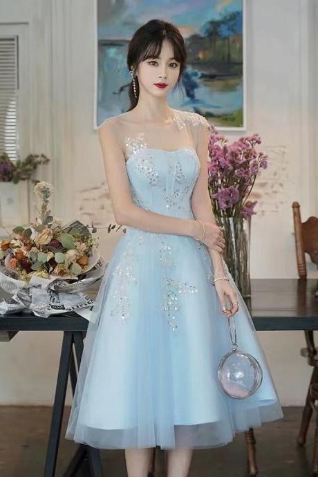 Blue birthday dress,sleeveless homecoming dress,fairy party dress,Custom Made